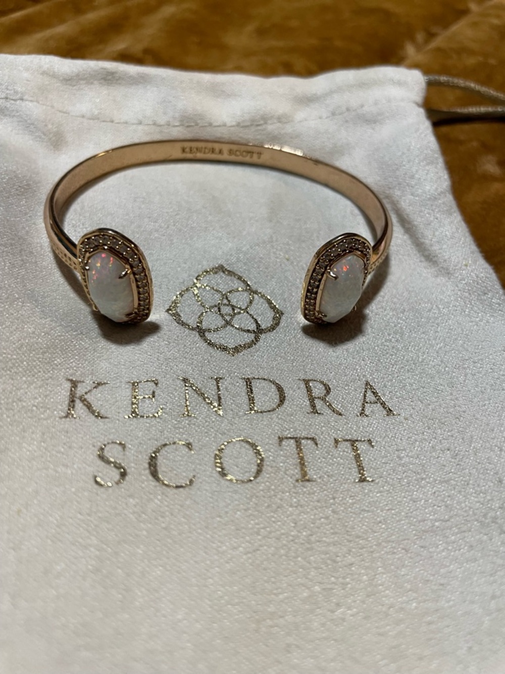 Kendra Scott Rose Gold Luxe Kyocera Opal Elle Cuff Bracelet